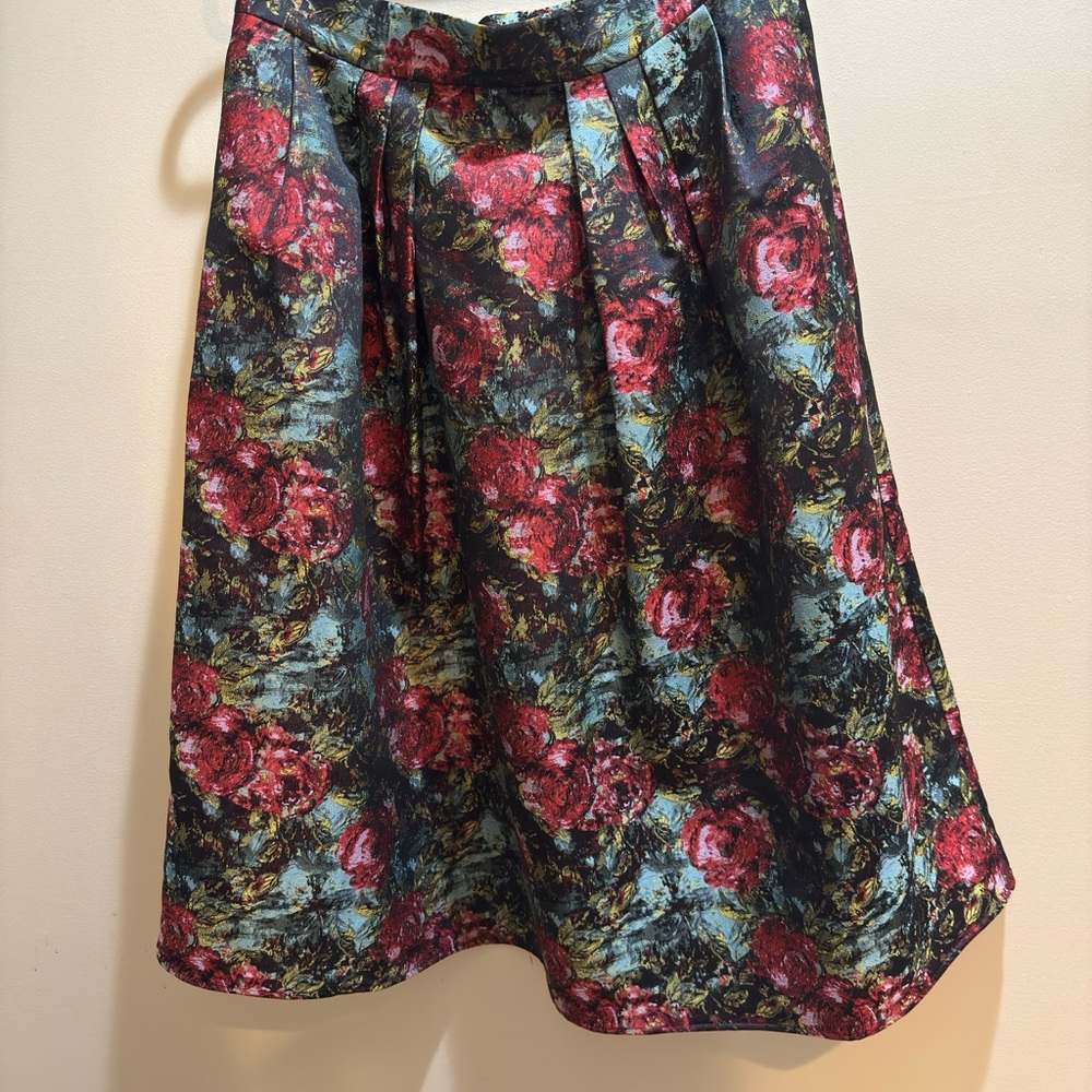 Eva Mendes for New York & Company Floral A-Line Skirt - Red and Blue